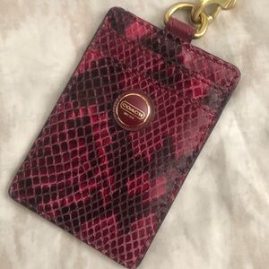Coach snakeskin ID holder lanyard